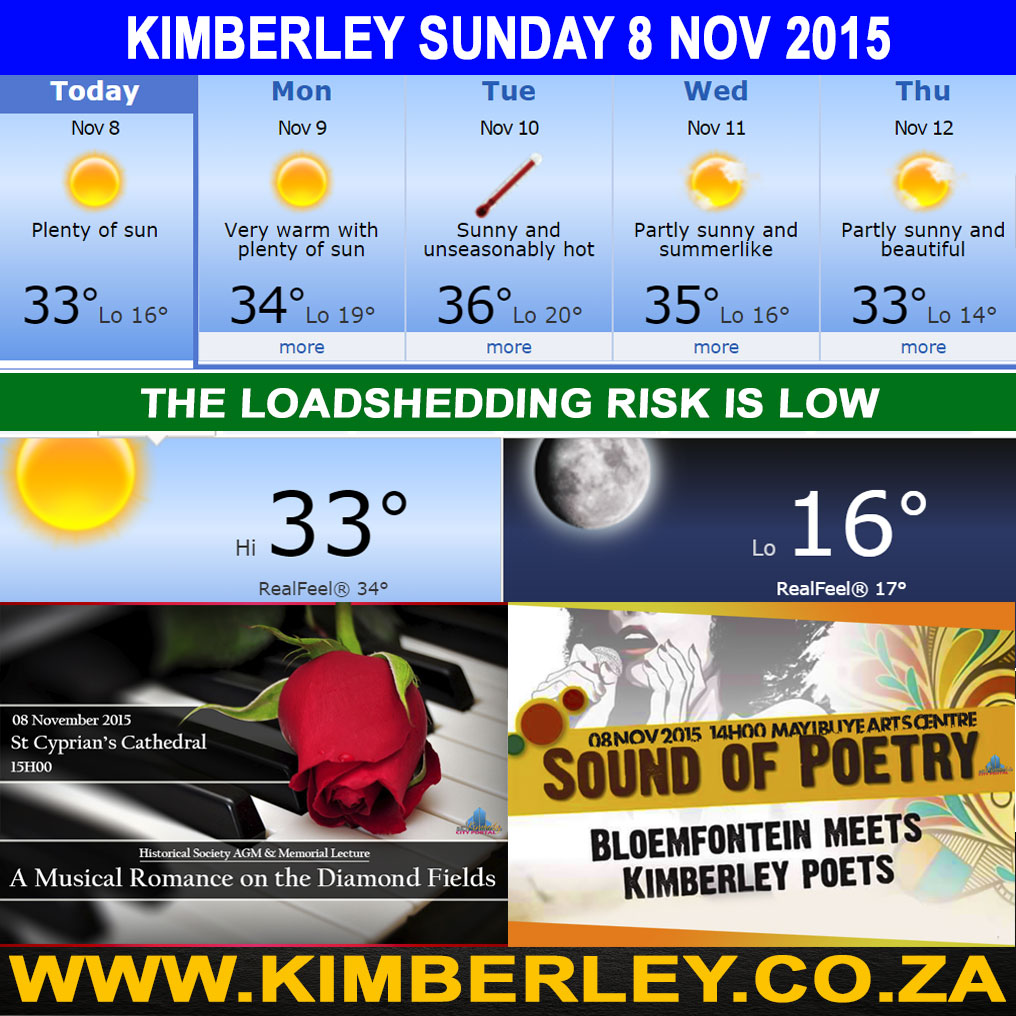 Today In Kimberley – Sunday 08/11/2015 Today In Kimberley – Sunday 08/11/2015