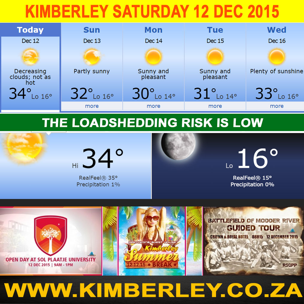 Today In Kimberley – Saturday 12/12/2015 Today In Kimberley – Saturday 12/12/2015