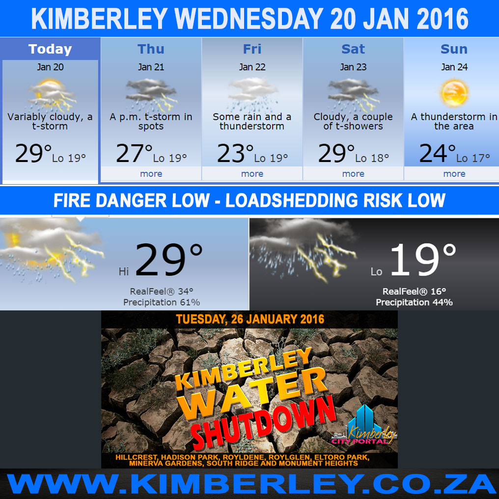 #KimberleyToday, Wednesday 20/01/2016 #KimberleyToday, Wednesday 20/01/2016