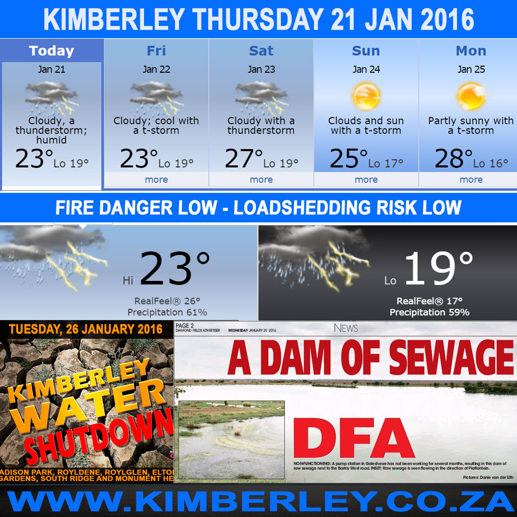 #KimberleyToday, Thursday 21/01/2016 #KimberleyToday, Thursday 21/01/2016