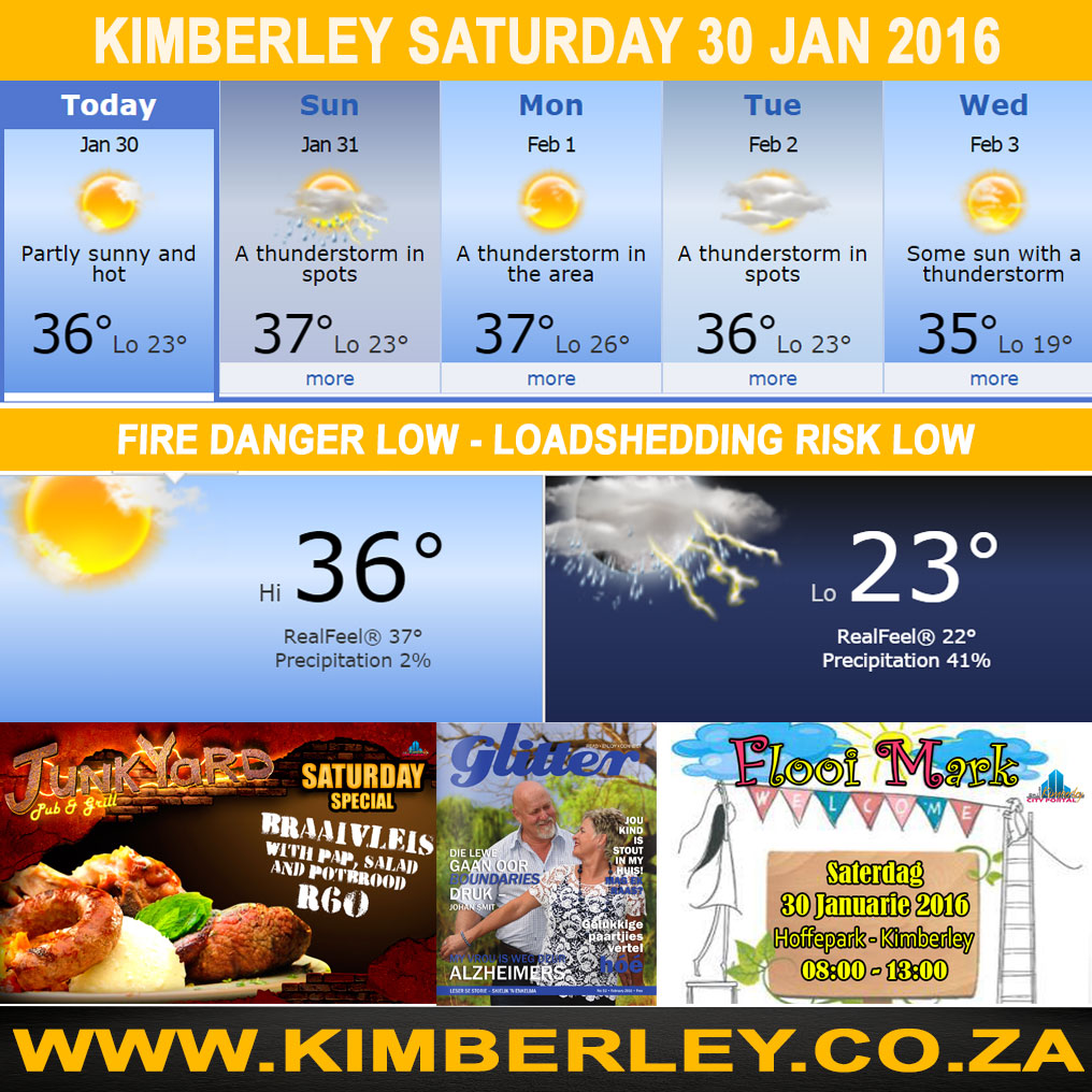 #KimberleyToday, Saturday 30/01/2016