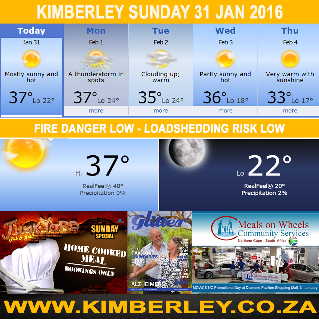 #KimberleyToday, Sunday 31/01/2016