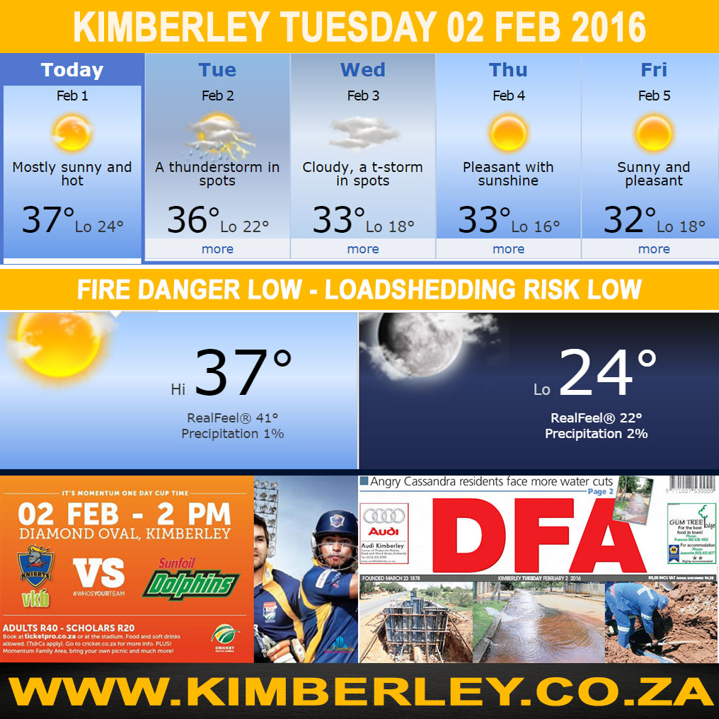 #KimberleyToday, Tuesday 02/02/2016