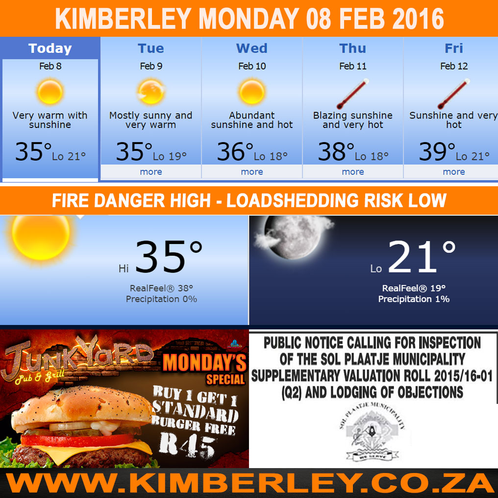 #KimberleyToday, Monday 08/02/2016