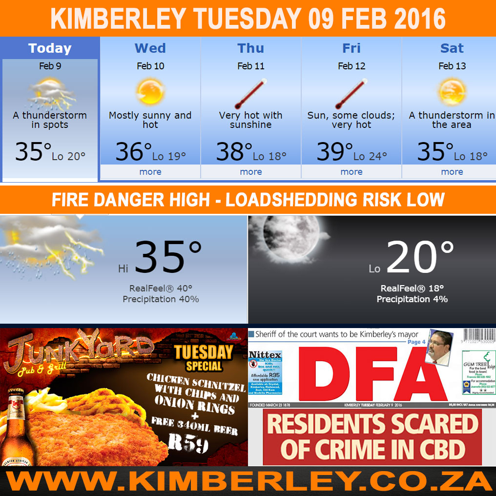#KimberleyToday, Tuesday 09/02/2016