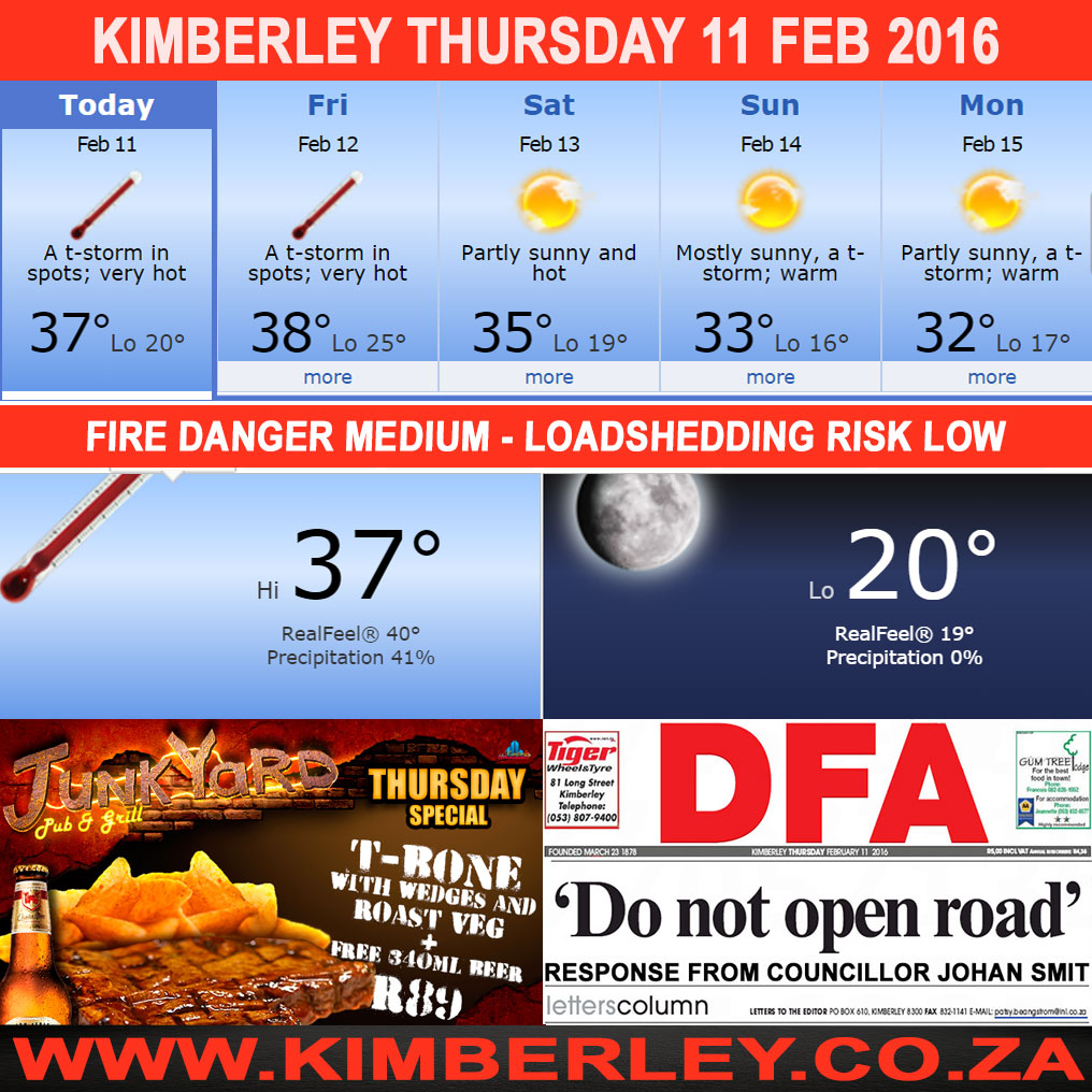 #KimberleyToday, Thursday 11/02/2016