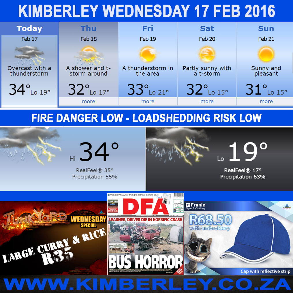 #KimberleyToday, Wednesday 17/02/2016