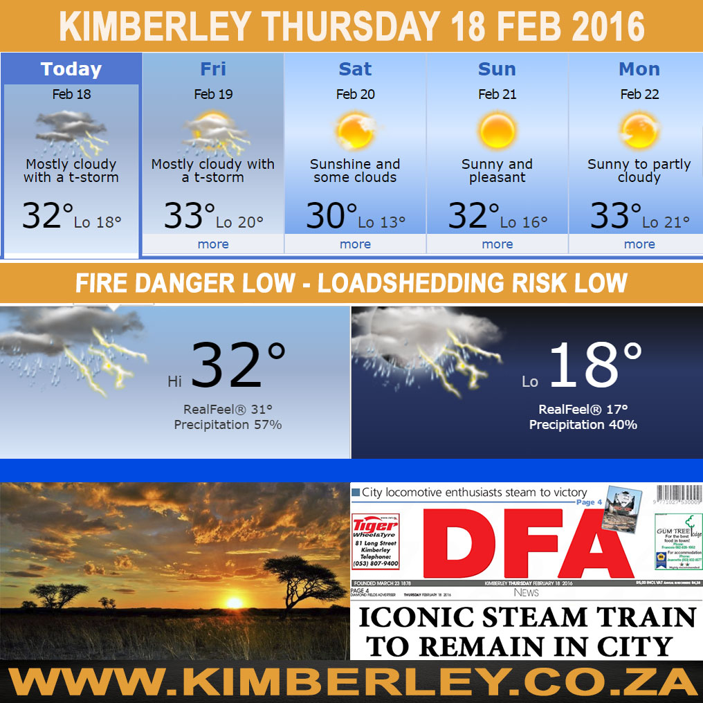 #KimberleyToday, Thursday 18/02/2016