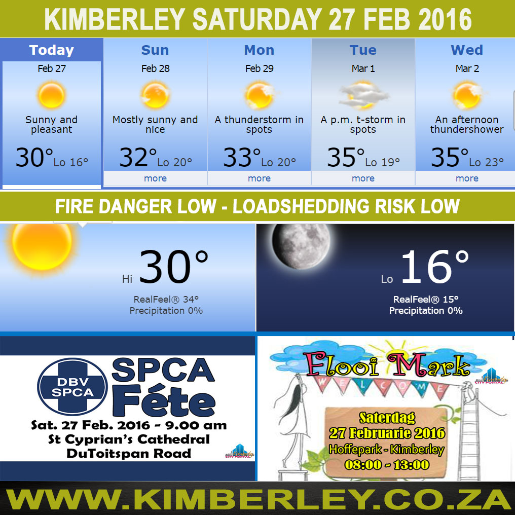 #KimberleyToday, Saturday 27/02/2016