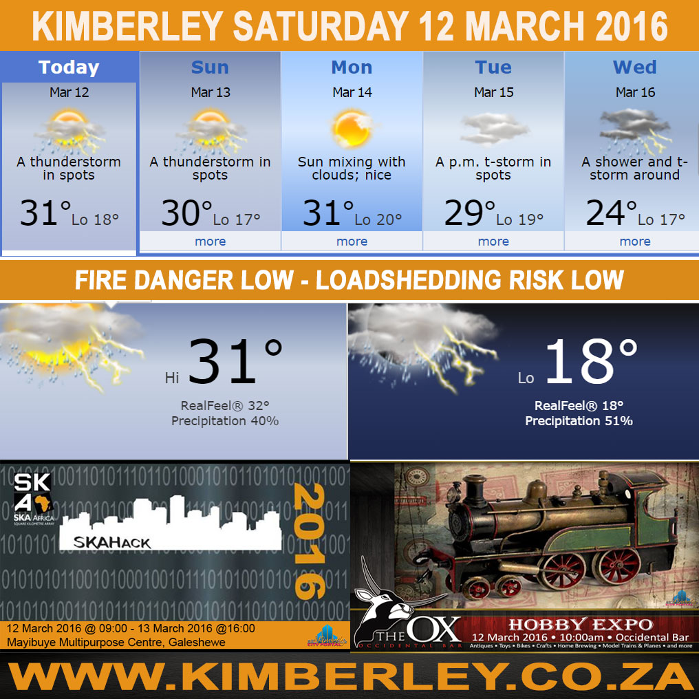 #KimberleyToday, Saturday 12/03/2016