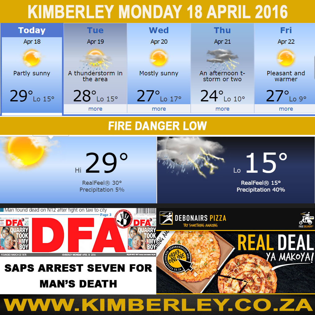 #KimberleyToday, Monday 18/04/2016