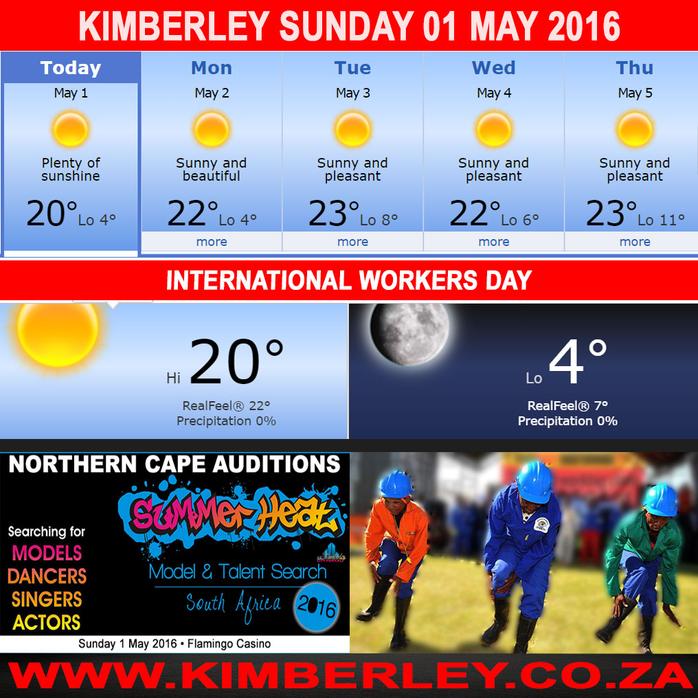 #KimberleyToday, Sunday 01/05/2016