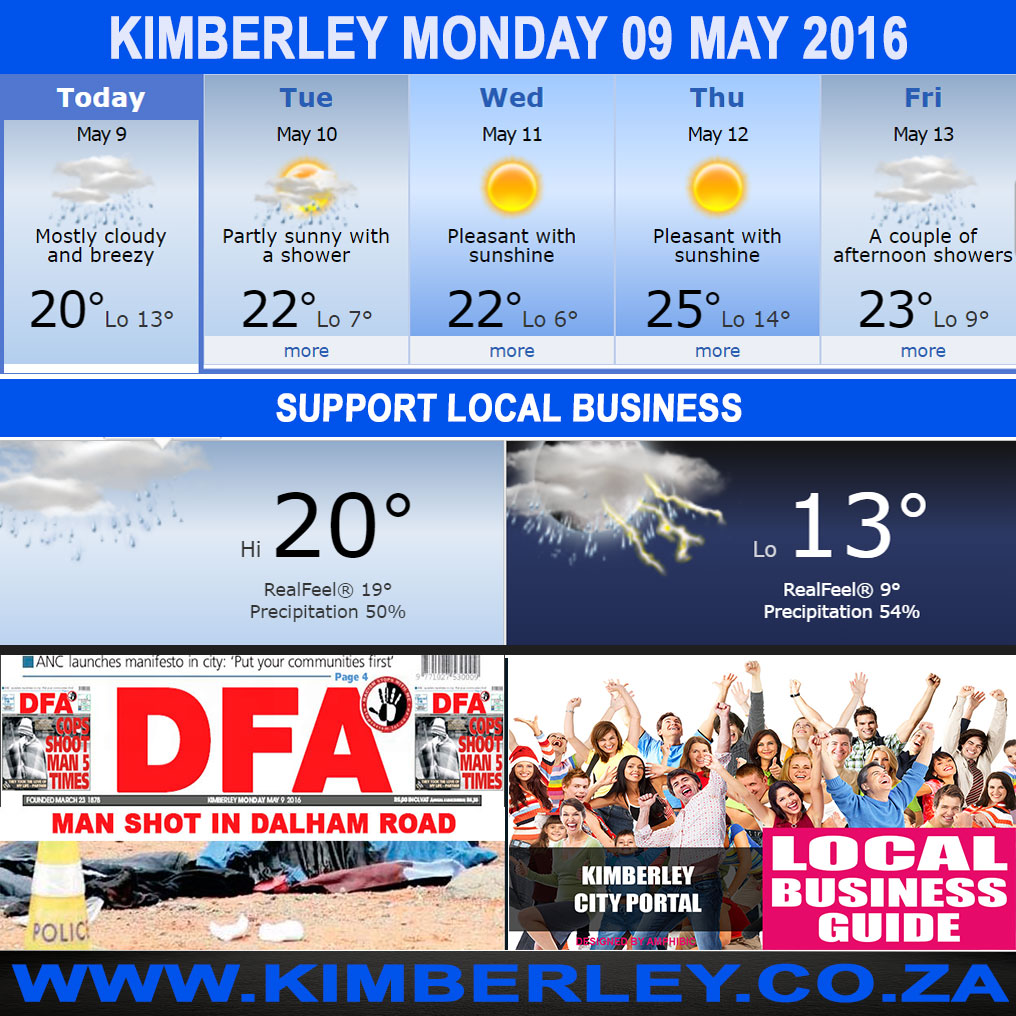 #KimberleyToday, Monday 09/05/2016