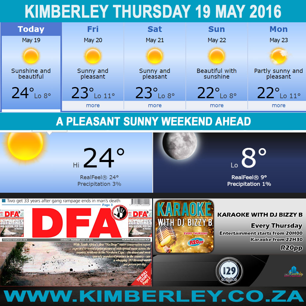 #KimberleyToday, Thursday 19/05/2016 #KimberleyToday, Thursday 19/05/2016