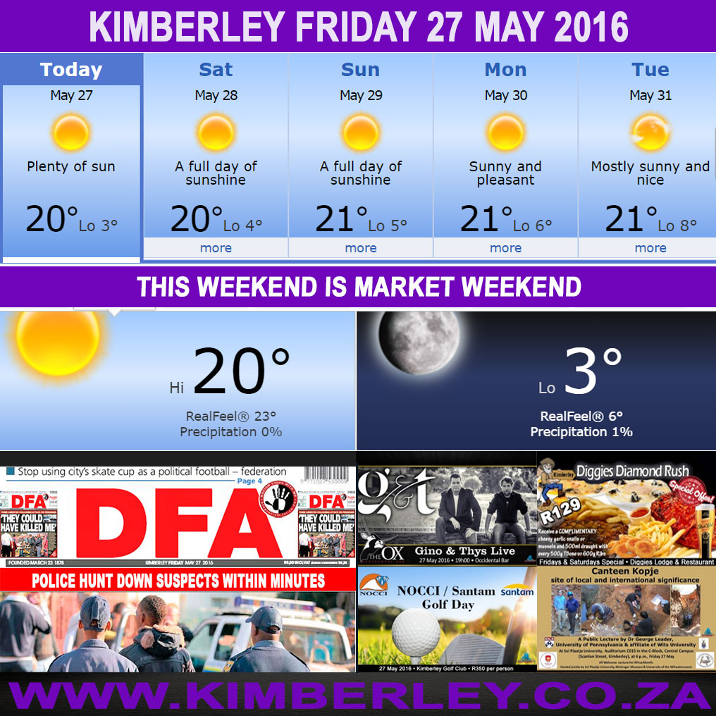 #KimberleyToday, Friday 27/05/2016