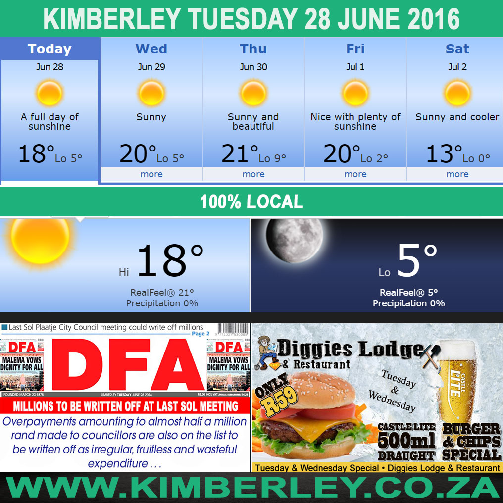 Today in Kimberley South Africa - Weather News Events 2016/06/28