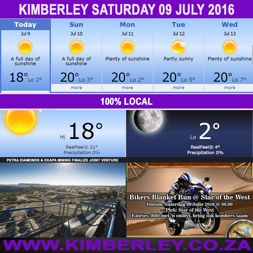 KimberleyToday, Saturday 09/07/2016