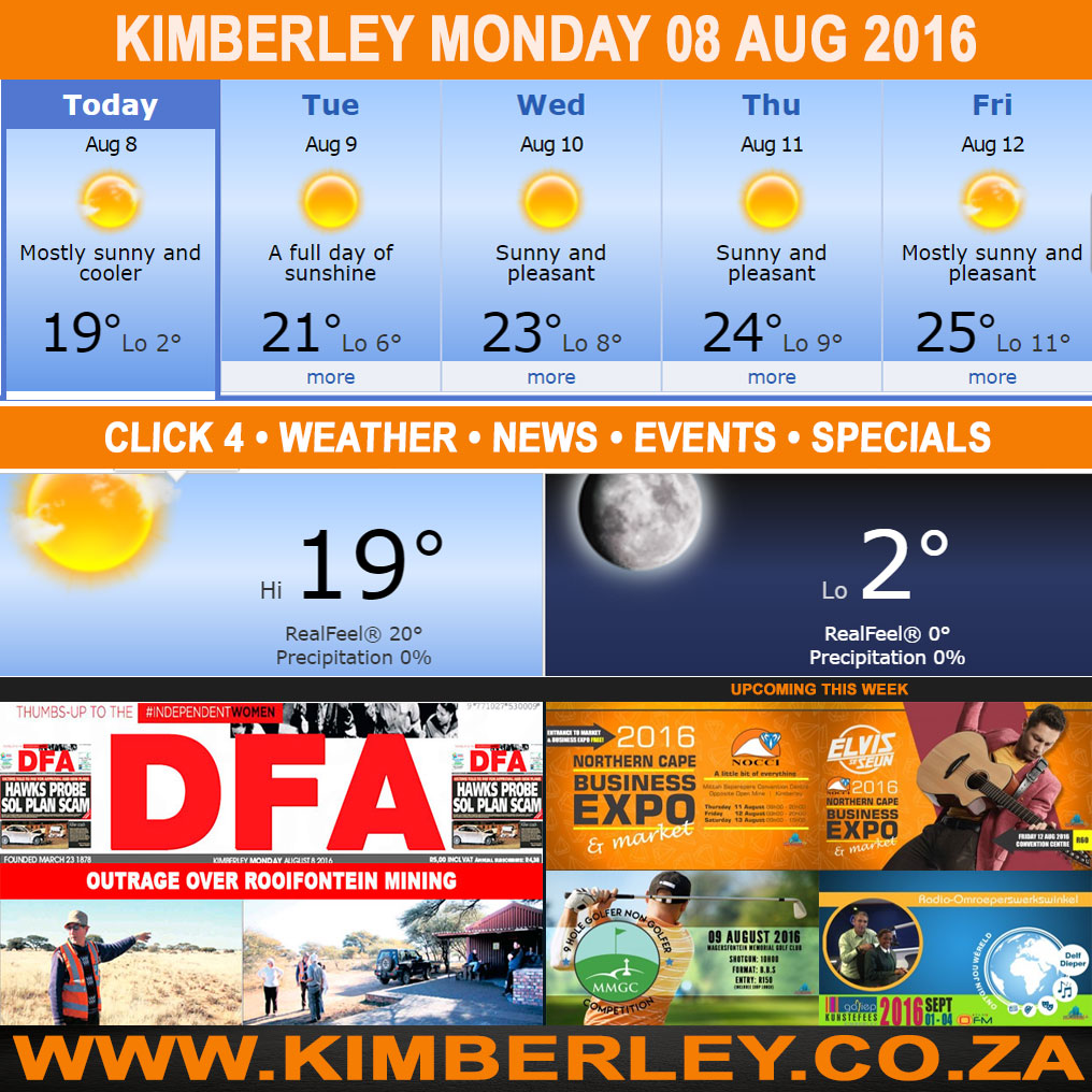 KimberleyToday, Monday 08/08/2016