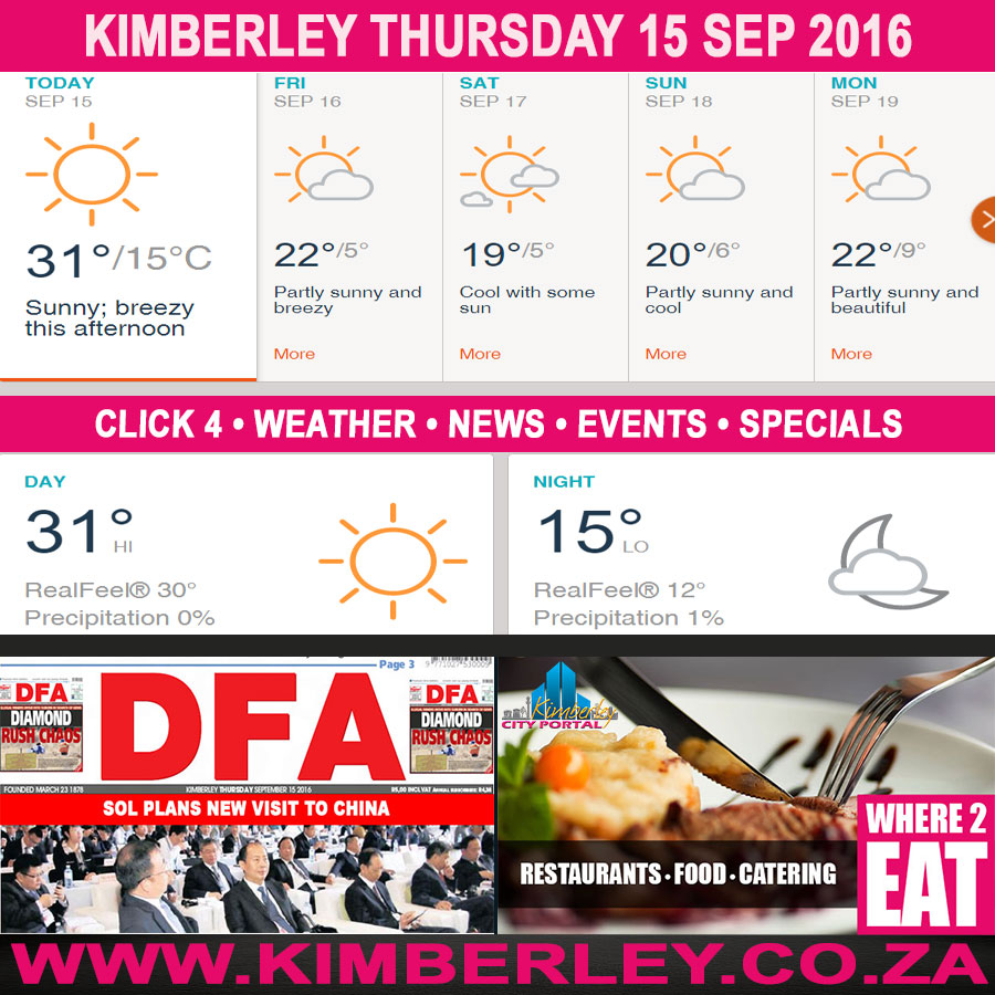 Today in Kimberley South Africa - Weather News Events 2016/09/15