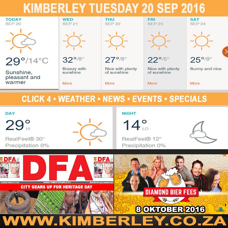 Today in Kimberley South Africa - Weather News Events 2016/09/20