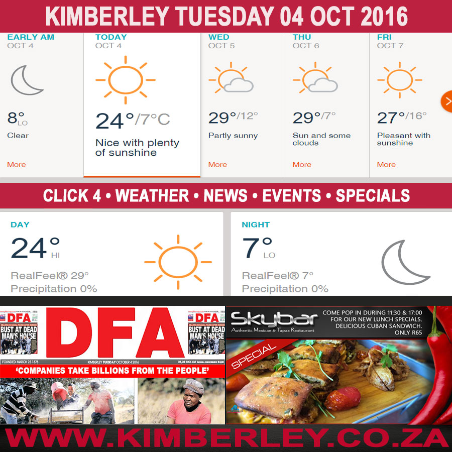KimberleyToday, Tuesday 04/10/2016 KimberleyToday, Tuesday 04/10/2016