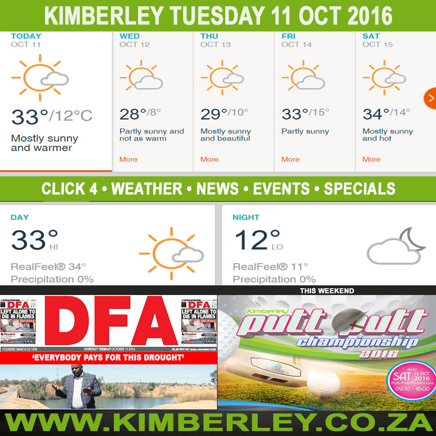 KimberleyToday, Tuesday 11/10/2016