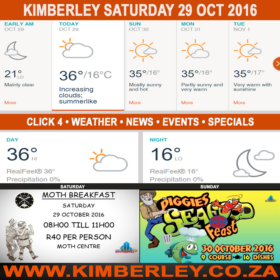 Today in Kimberley South Africa - Weather News Events 2016/10/29
