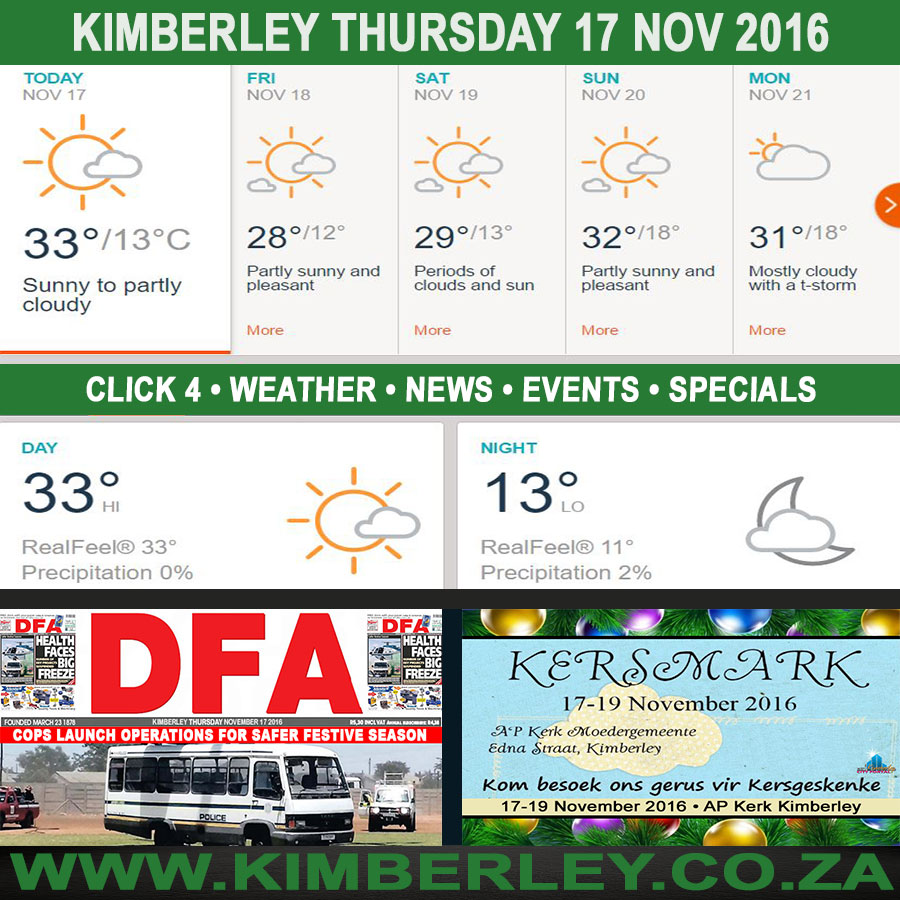Today in Kimberley South Africa - Weather News Events 2016/11/17