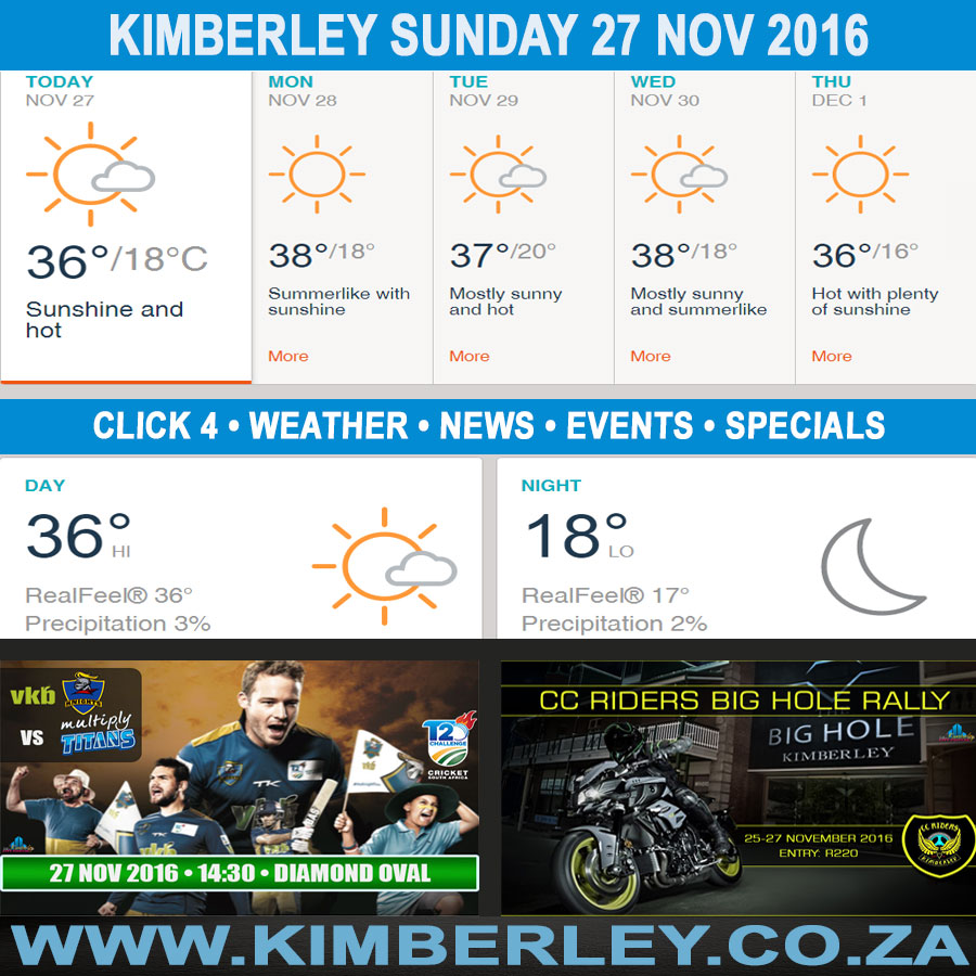 KimberleyToday, Sunday 27/11/2016