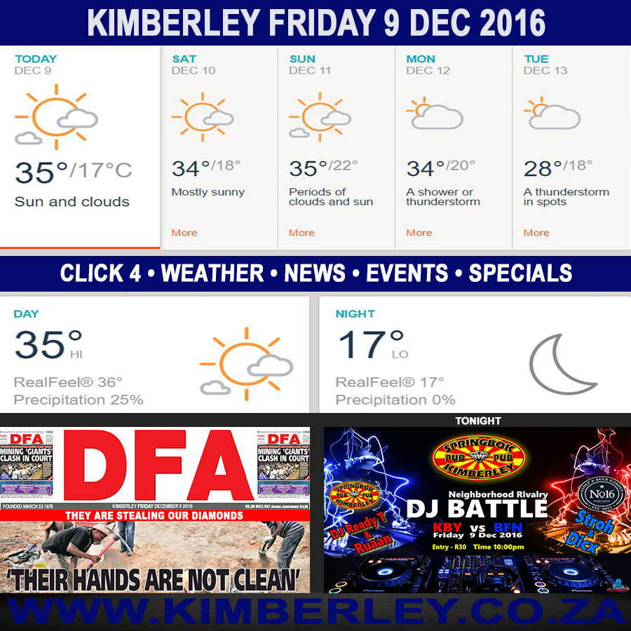 Today in Kimberley South Africa - Weather News Events 2016/12/09