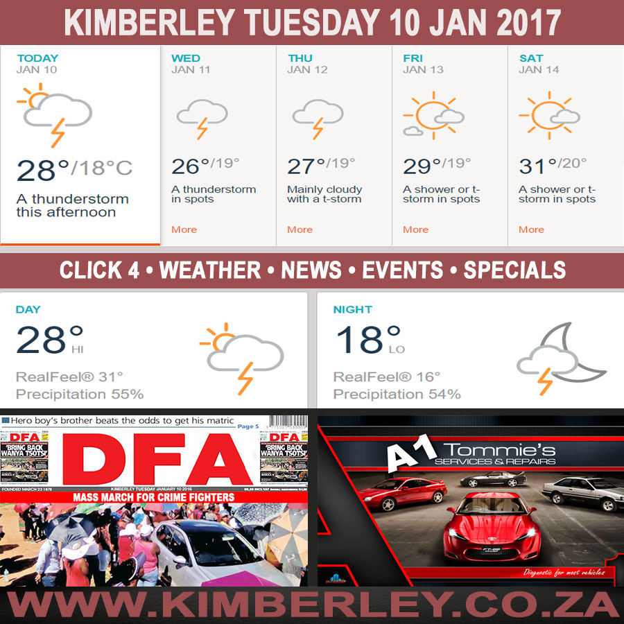 Today in Kimberley South Africa - Weather News Events 2017/01/10