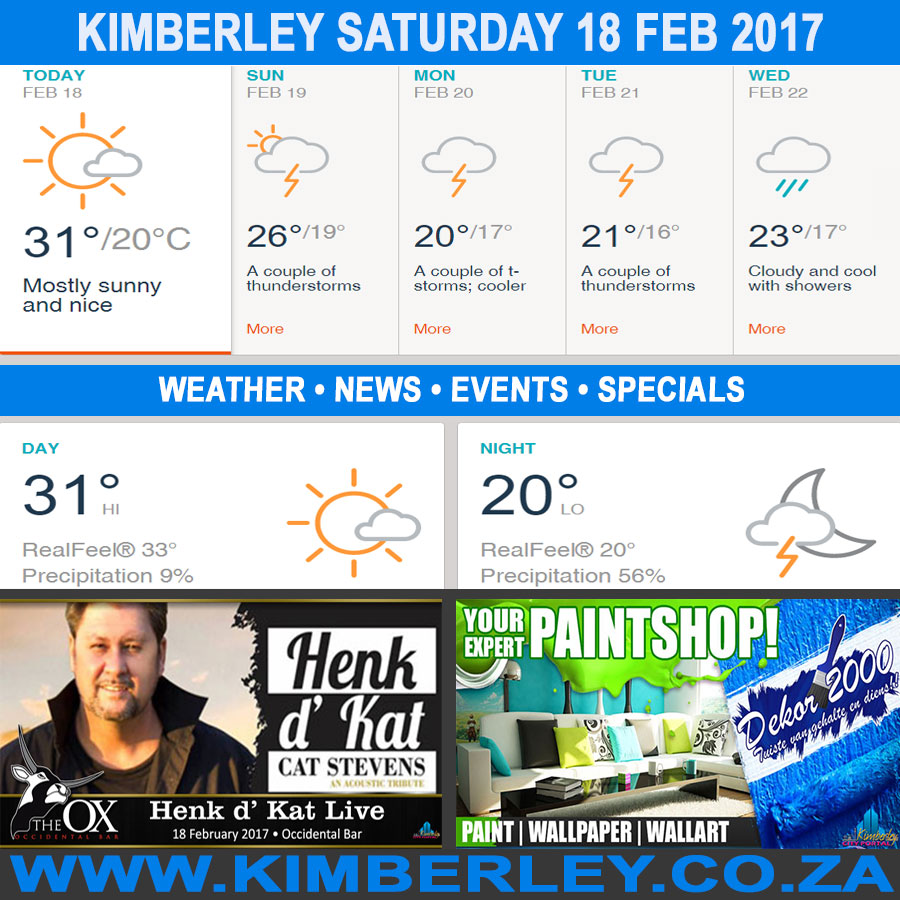 Today in Kimberley South Africa - Weather News Events 2017/02/18