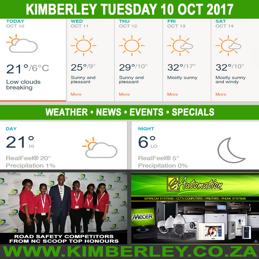 KimberleyToday, Tuesday 10/10/2017