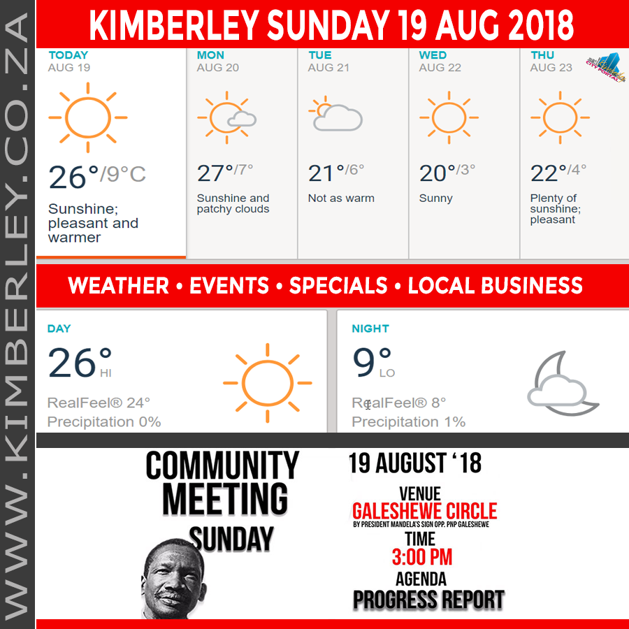 KimberleyToday, Sunday 19/08/2018 KimberleyToday, Sunday 19/08/2018