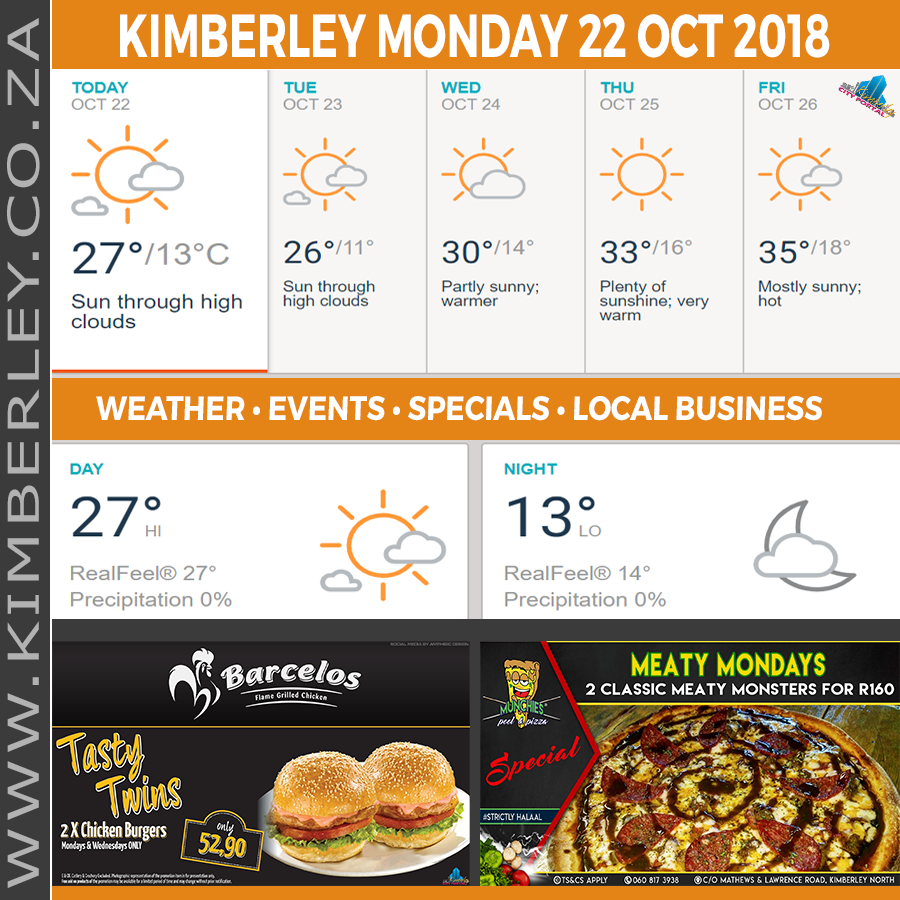 Today in Kimberley South Africa - Weather News Events 2018/10/22