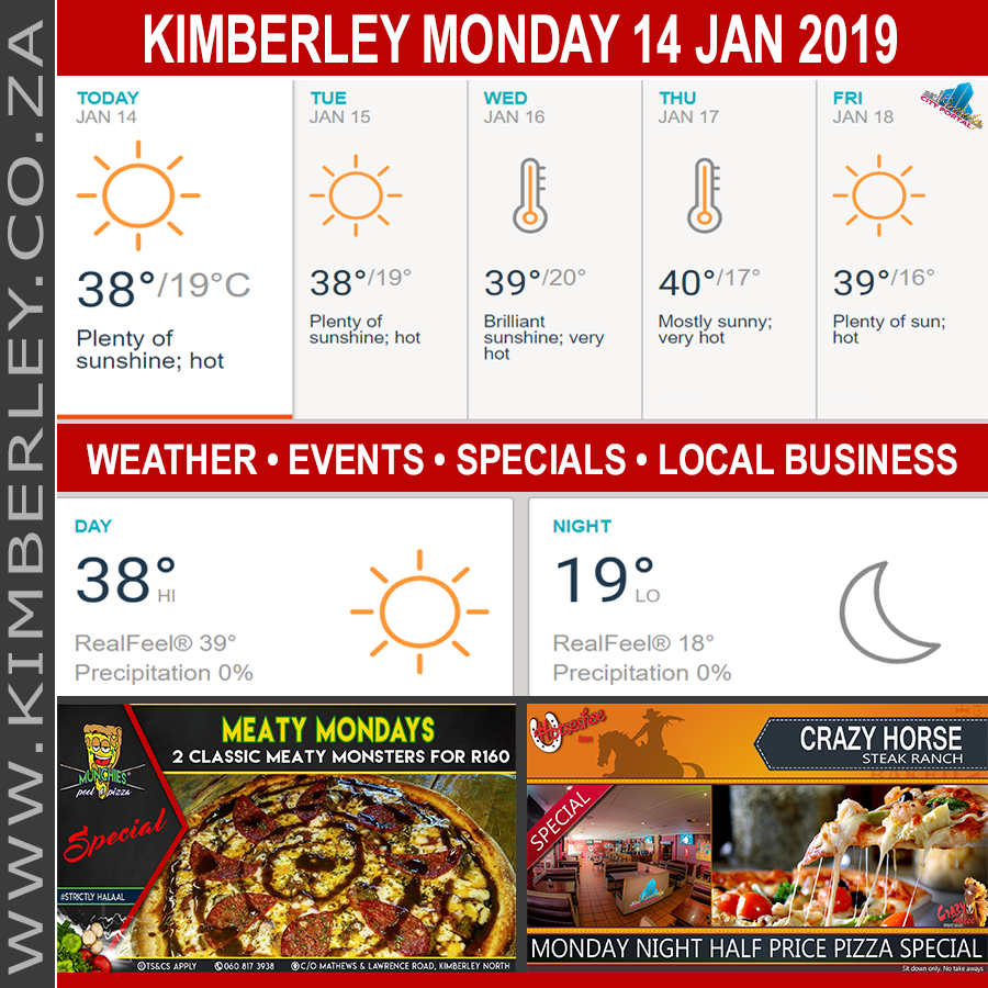 Today in Kimberley South Africa - Weather News Events 2019/01/14