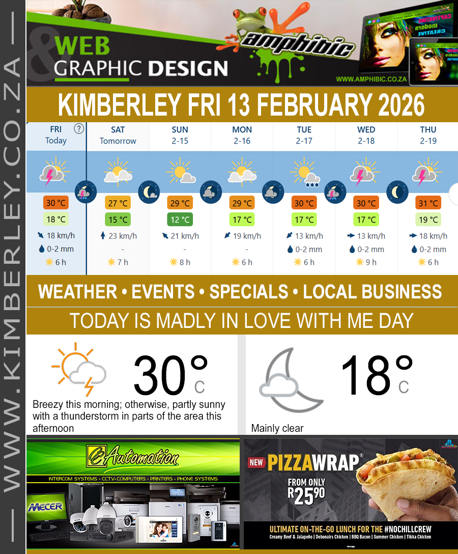 Today in Kimberley South Africa - Weather News Events 2026/02/13
