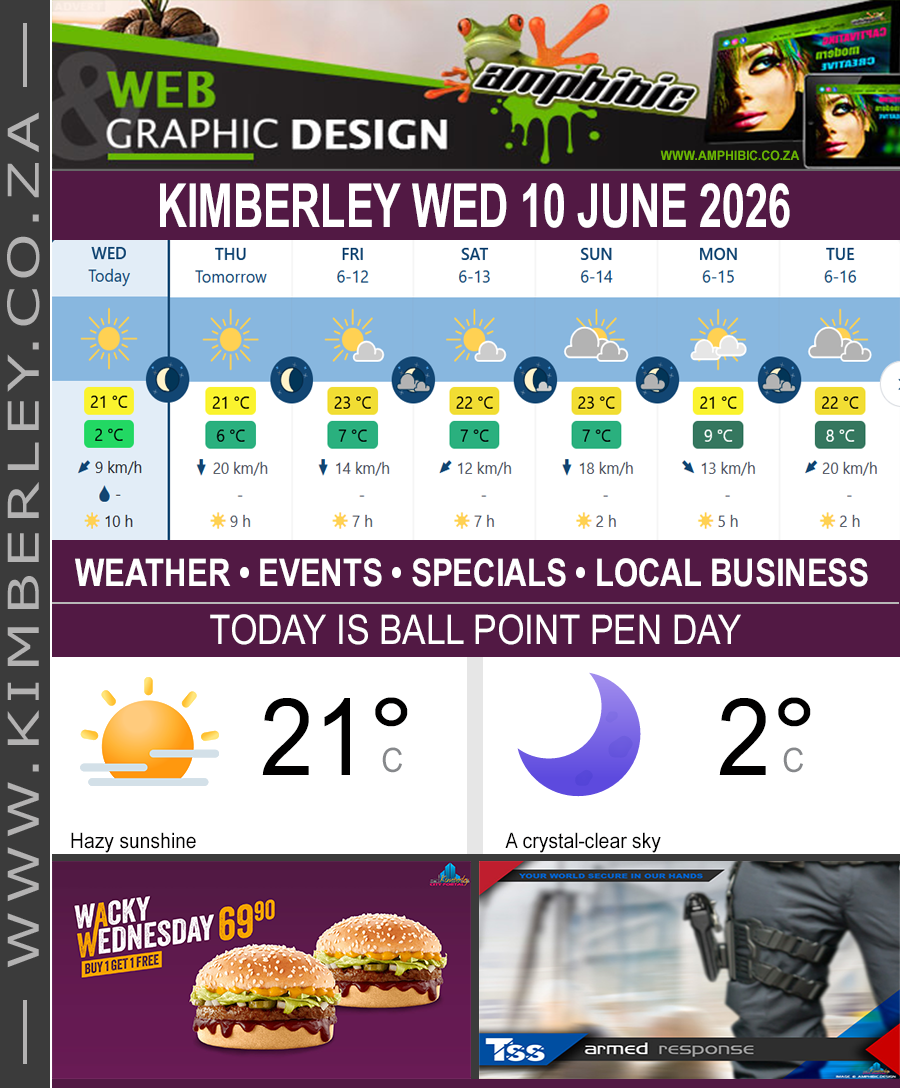 KimberleyToday, Wednesday 10/06/2026 KimberleyToday, Wednesday 10/06/2026
