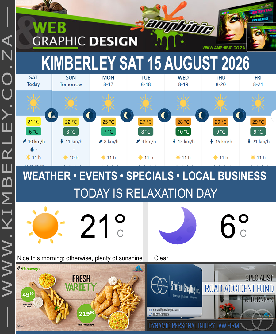 Today in Kimberley South Africa - Weather News Events 2026/08/15